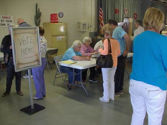 Kathy & John getting ready to vote